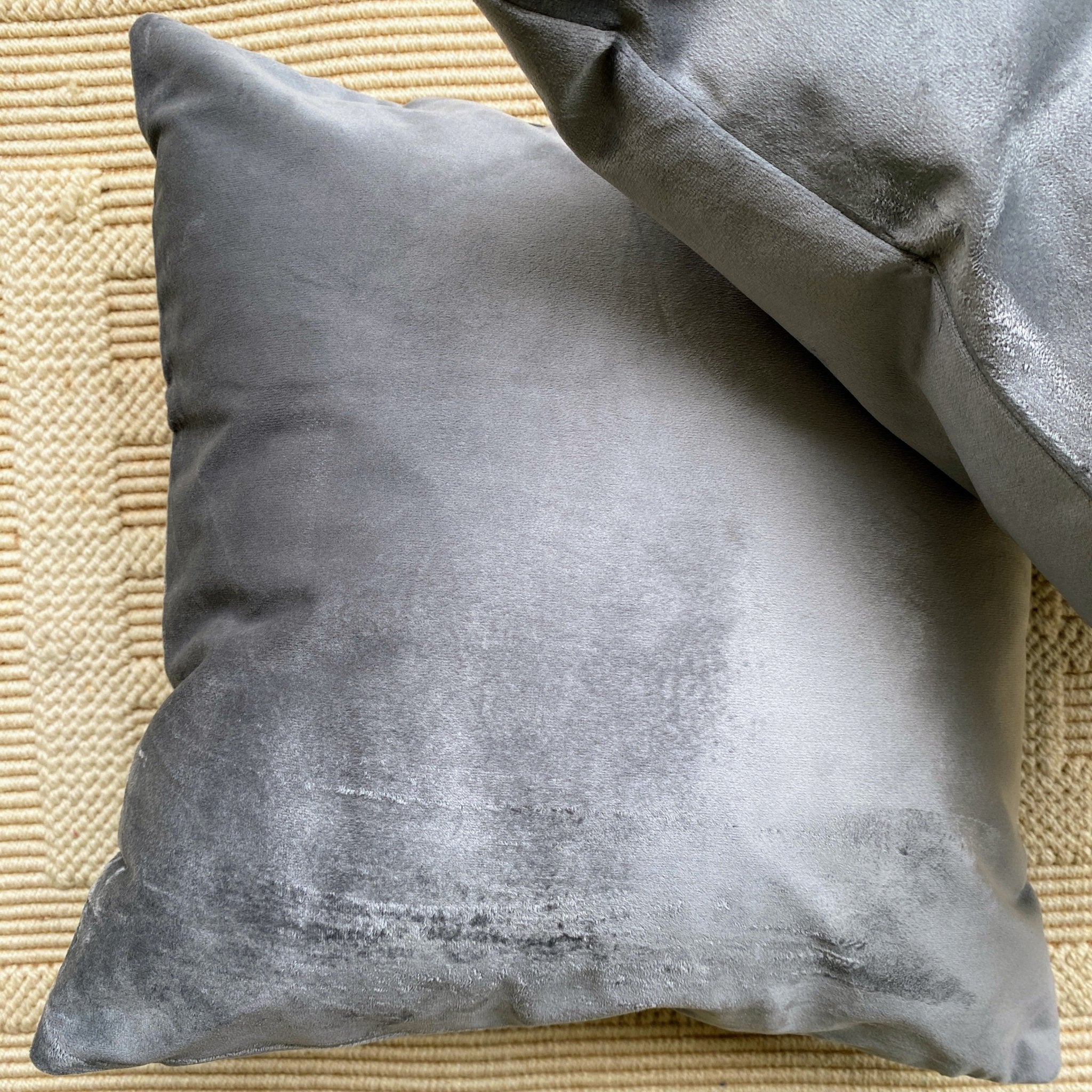 Suede Cushion Covers Silver, Pack of 2, 16" x 16" - Coral Slub -